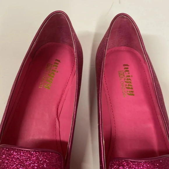 Twiggy London Pink Glittery Wide Width Taylor Swift Flats - Picture 6 of 11
